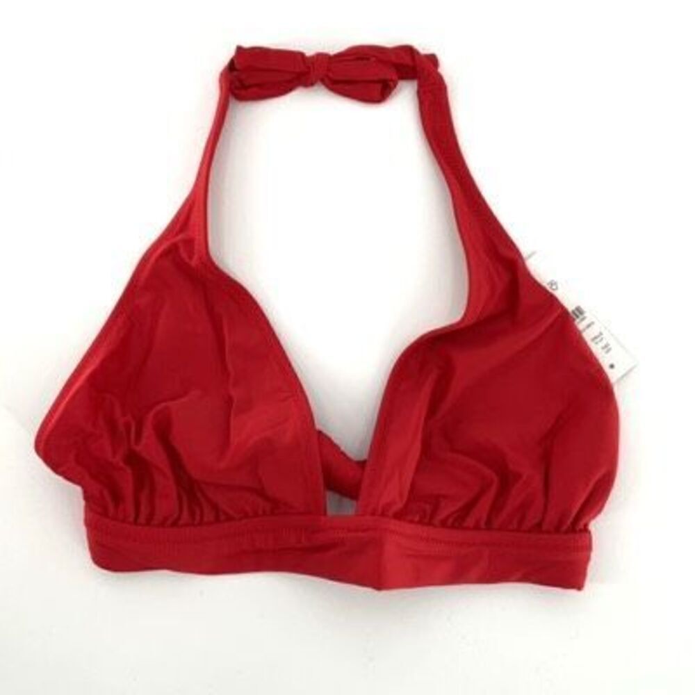 J. Crew Venetian Red DD Halter Tie Back Bikini Top Mesh Swimsuit Size 2X NWT